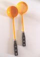 Mid Century Modern Pair Pedrini Italian Plastic Colorful Cooking Spoons Large Mid-Century Modernism photo 3