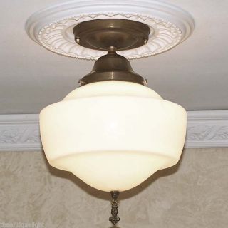 {{ Awesome }} Vintage 20 ' S 30 ' S Glass Ceiling Light Lamp Fixture photo