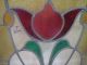 Two Vintage English Estate Tulip Design Textured Stained Glass Windows Fair Cond 1940-Now photo 2