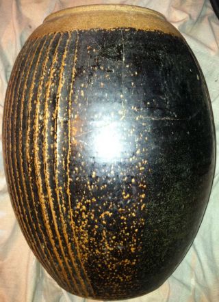 Vintage Large Antique ? African Art Lidded Jar Pot Broken & Re - Glued Repaired photo