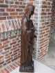 Antique Hand - Carved Oak Virgin Mary Sacred Heart Christianity Cathedral Statue Carved Figures photo 10