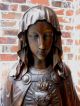Antique Hand - Carved Oak Virgin Mary Sacred Heart Christianity Cathedral Statue Carved Figures photo 2