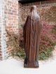 Antique Hand - Carved Oak Virgin Mary Sacred Heart Christianity Cathedral Statue Carved Figures photo 3