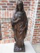 Antique Hand - Carved Oak Virgin Mary Sacred Heart Christianity Cathedral Statue Carved Figures photo 8