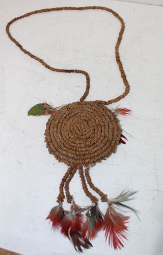Amazon Indian Seed Necklace With Feathers Wai Wai Tribe photo