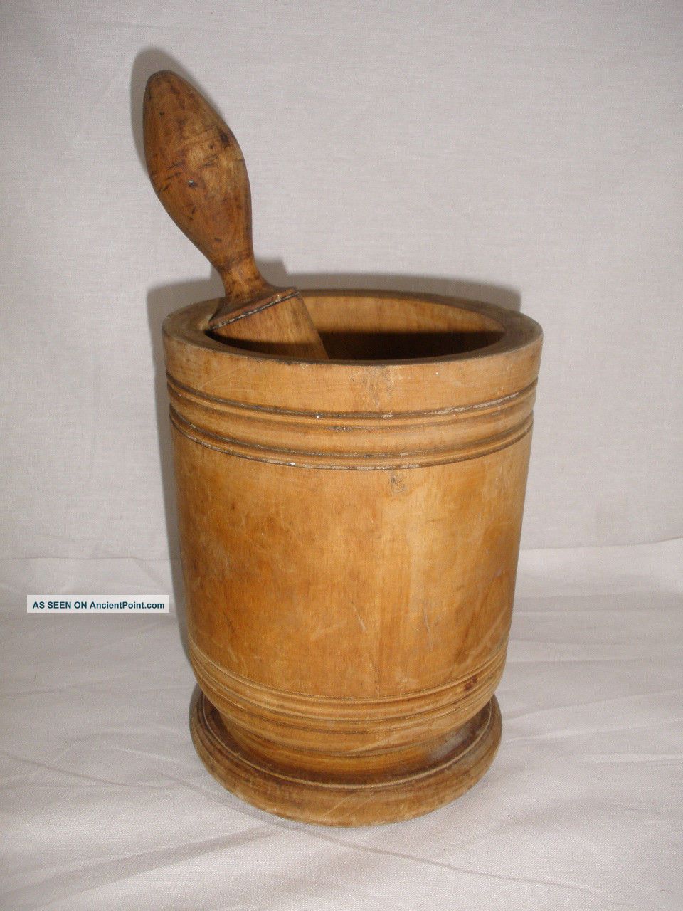 Antiques Primitives Antique Wooden Mortar Kitchen Cooking Spices Nuts Pestle Primitives photo