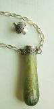 Ancient Roman Glass Bottle Pendant With Sterling Silver Chain Roman photo 2