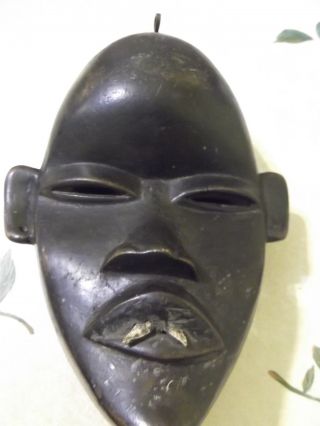 Antique African Carved Wood Dan Mask W/bone Teeth photo
