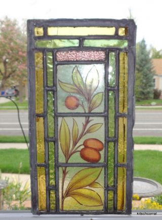 Antique Art Nouveau Stained Glass Panel photo