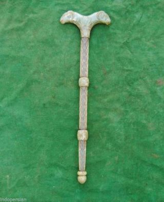 Rare Ottoman Islamic Dervish Crutch Stick Quartz Armrest Indo Persian Jade Qing photo