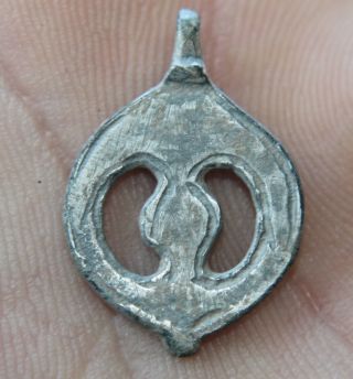 Scandinavian - Nordic - Viking Silver Amulet - Lunar Pendant 900 Ad photo