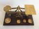 Vintage Warranted Accurate England Wood & Brass Scale W Weights Scales photo 1