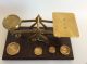 Vintage Warranted Accurate England Wood & Brass Scale W Weights Scales photo 2