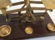 Vintage Warranted Accurate England Wood & Brass Scale W Weights Scales photo 6