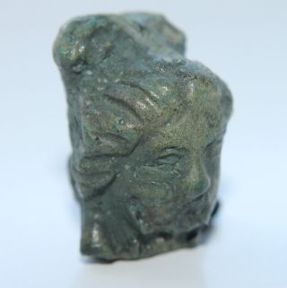 Roman Period Bronze Figure Head - Fortuna 100 Ad photo