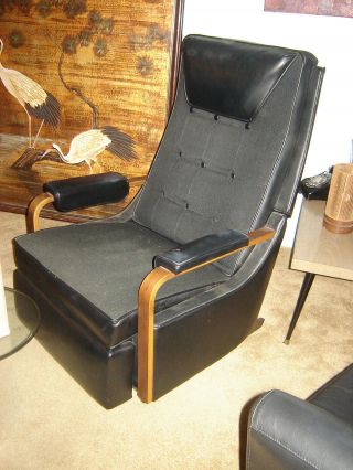 Reclining Chair Black Modern Mid Century Retro Vintage Recliner Lazy Boy Lounger photo