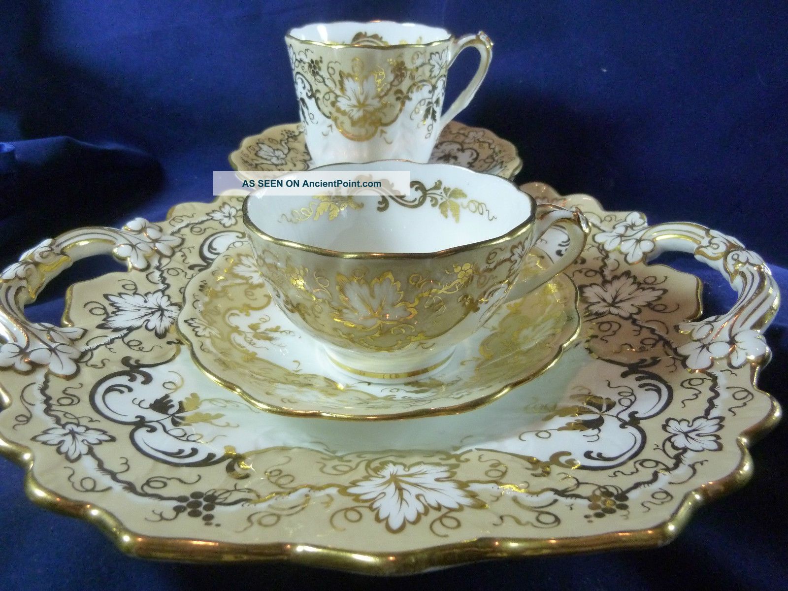 Antique Ridgway Tea & Coffee Cup And Saucer & Cake Plate Split Handle C1820+ Cups & Saucers photo