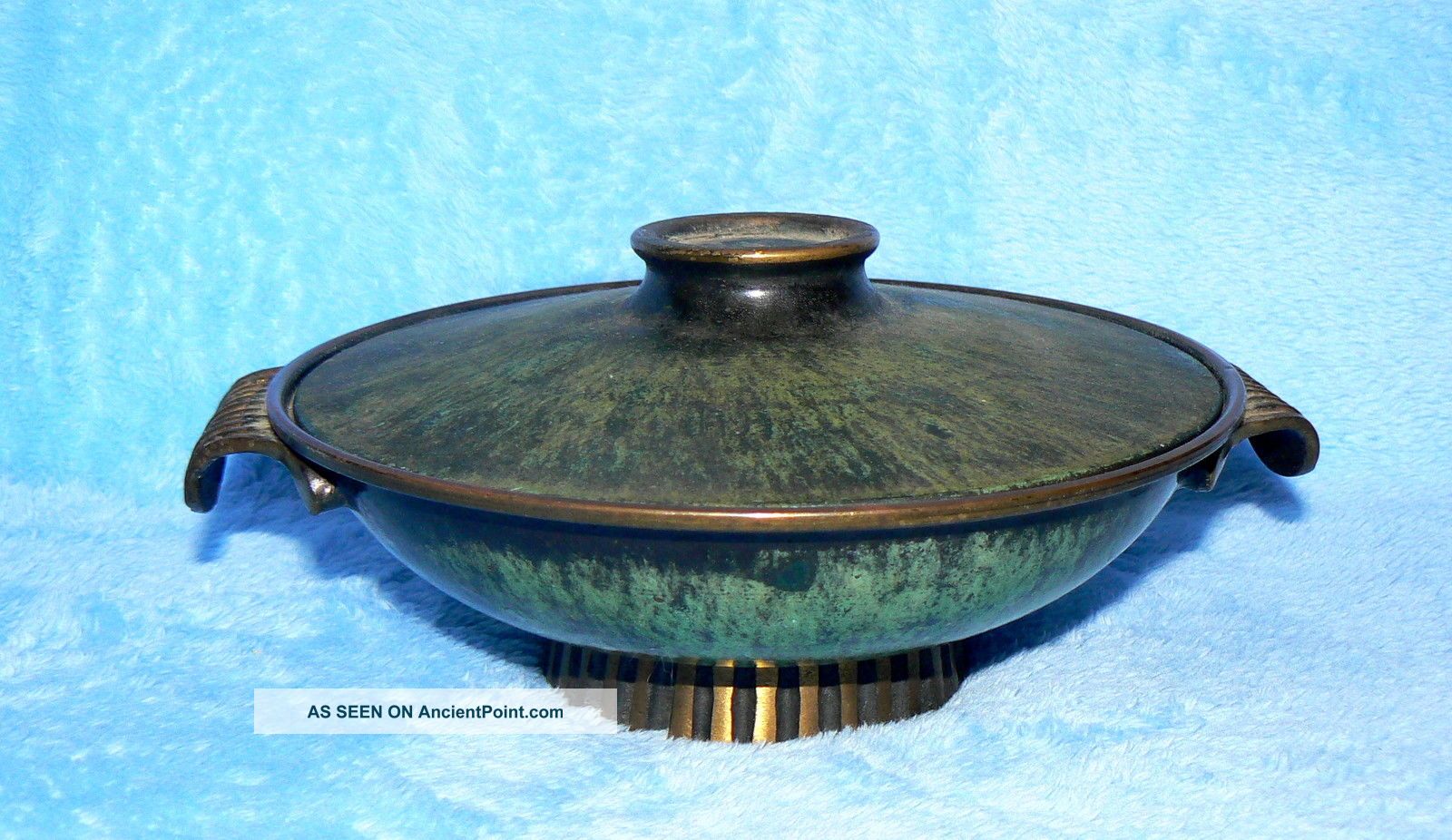 Meta Bowl Container With Handle Vintage Israel Metalware photo