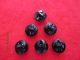 6 - [1920 - 1940] Czech Black Glass Small Glossy Beaded Buttons -.  325 