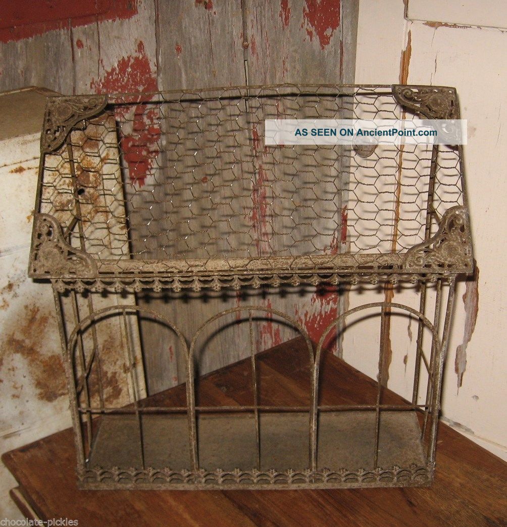 Chicken/rooster Coop/bird House Feeder Box/shelf 4 Greenery Plant/laundry Room Primitives photo