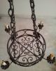 Rusty Hand Forged Wrought Iron Classic Round Chandelier Oval Chains 4 Arms Light Chandeliers, Fixtures, Sconces photo 1