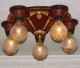 { Beautiful} Vintage 20 - 30 ' S Ceiling Light Lamp Fixture Polychrome 5 Lights Chandeliers, Fixtures, Sconces photo 1