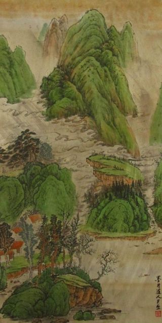 Fine Chinese Green&redlandscape Painting Hang Scroll Maked By Wuli photo