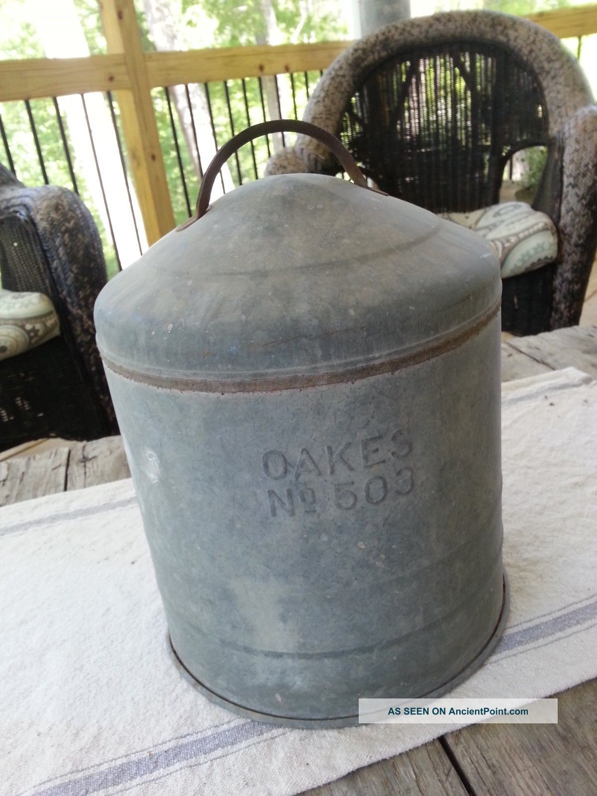 Primitive Galvanized Metal Chicken Farm Feeder Top Lid Cover Light Fixture Neat Primitives photo