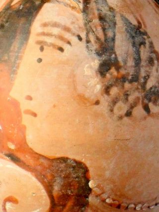 Rare Greek Red Figure Vase Black 4th Century Bc Etna Paterno Ancient Female Head photo