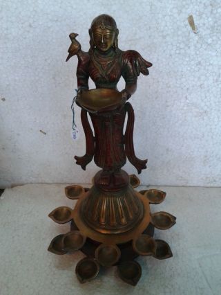 Annapoorna Annapurna Rare Brass Metal Goddess Of Food Grains For Multiple Candle photo