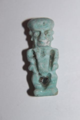 Ancient Egyptian Faience Amulet Ptah 30th Dyn 380 Bc photo