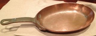 Antique Solid Copper Pan With Stamp On Back photo