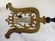 Antique Brass & Cast Iron Trivet Lyre Form Iron Legs And Turned Wood Handle Trivets photo 1