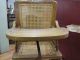 Antique Oak Wood And Wicker Baby High Chair Folds Down To Childs Rocker Baby Carriages & Buggies photo 1