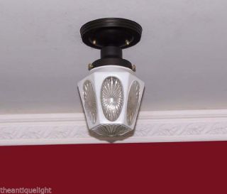 ((rare)) ) Vintage ( (porch))  Ceiling Lamp Light Glass Shade Fixture 2 Avail. photo