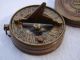 Brass Pocket Sundial Compass W/ Lid Magnetic Nautical Maritime Compasses photo 2