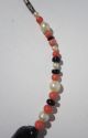 Antique 1920s Hand Crafted African Coral Pearl Black Glass Bead Necklace Jewelry photo 11