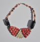 Antique 1920s Hand Crafted African Coral Pearl Black Glass Bead Necklace Jewelry photo 1