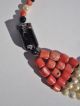 Antique 1920s Hand Crafted African Coral Pearl Black Glass Bead Necklace Jewelry photo 8