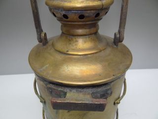 Antique Old Brass Glass E Miller & Co Nautical Maritime Ship Mast Light Lantern photo