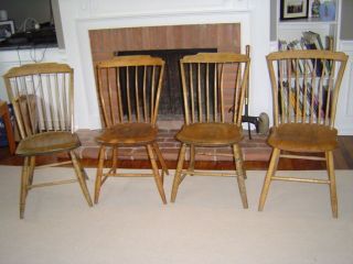 Antique Cherry Step Down Rod Back Windsor Chairs photo