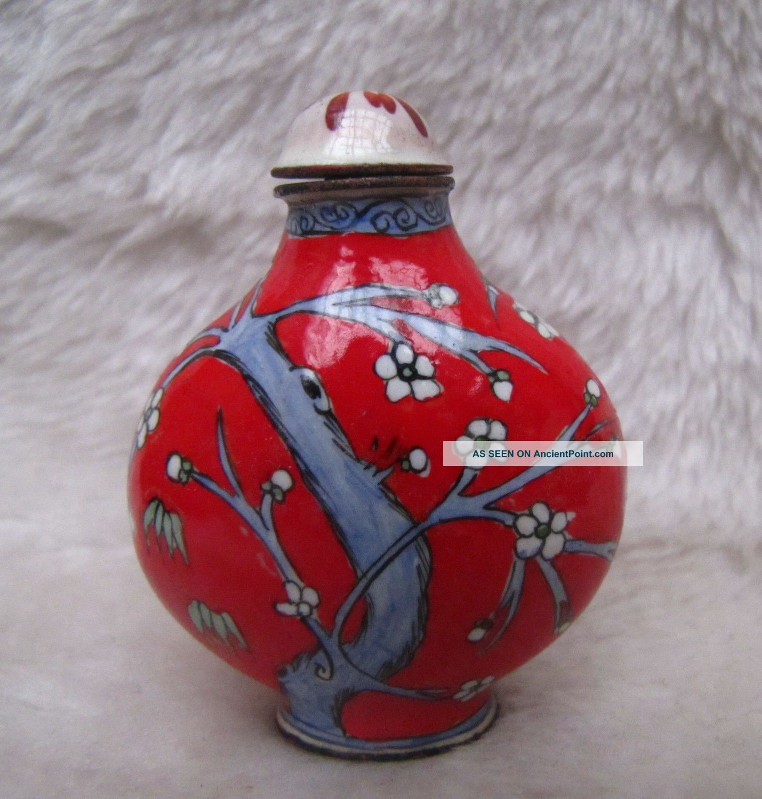 Collection Of Old Enamel Painting The Red Plum Blossom,  Snuff Bottle Snuff Bottles photo