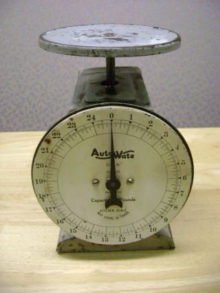 Vintage Old Auto Wate Family Utility Kitchen Scale 25 Lb Works photo