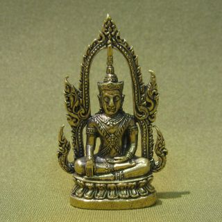 Holy Buddha Sculpture Triumph Good Luck Safety Sacred Charm Thai Amulet photo