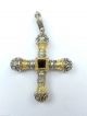 Gold K18 & Silver 925 Pendant Cross With Tourmaline Byzantine - Medieval Style Byzantine photo 2