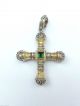 Gold K18 & Silver 925 Pendant Cross With Tourmaline Byzantine - Medieval Style Byzantine photo 3