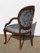 Vintage Exquisitely Carved Arm Chair French Provincial Blue Designer Fabric Post-1950 photo 3
