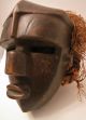 Antique Carved African Tribal Mask Raffia Hair Wooden Headdress Primative Art Masks photo 2