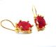 Rose Cut Diamond And Ruby Gold Plated Turkish Jewelry Earrings Islamic photo 2