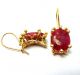 Rose Cut Diamond And Ruby Gold Plated Turkish Jewelry Earrings Islamic photo 3